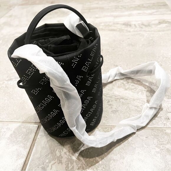 NEW Balenciaga Wheel XS Drawstring Bucket Bag, Black/Crystal - Picture 11 of 15